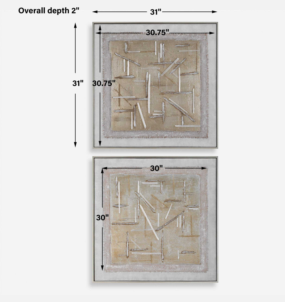 Unpredictable Hand Painted Canvases (Set of 2) - Gray by Uttermost - View 7