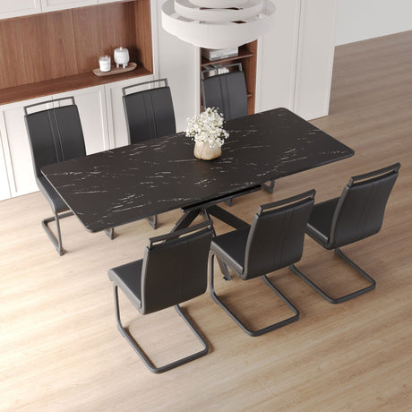 62.4' extendable 78.15' dining Table Set for 6-8 Person for Dining Room,C-shaped Tube Soft padded armless dining chair and Very large Dining Room Table Kitchen Table Chair Set with metal Legs - sold by Home Elegance USA