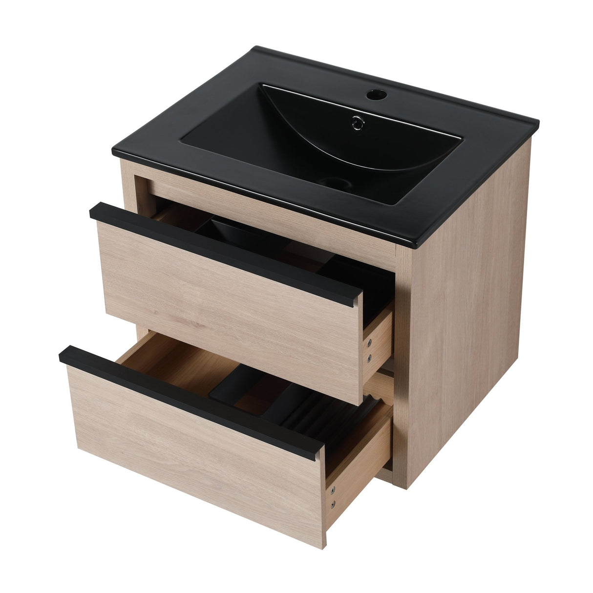 24" Bathroom Vanity, With Black Ceramic Sink And 2 Soft Close Drawers(BVA02524PLO - G - BL9060BK)W1286S00035 - W999S00079 - image - 14