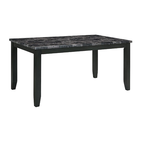 Simple Classic Dark Gray 7pc Dining Set Faux Marble Top Dining Table 6xSide Chairs Leatherette Seats Dining Room Furniture - sold by Home Elegance USA