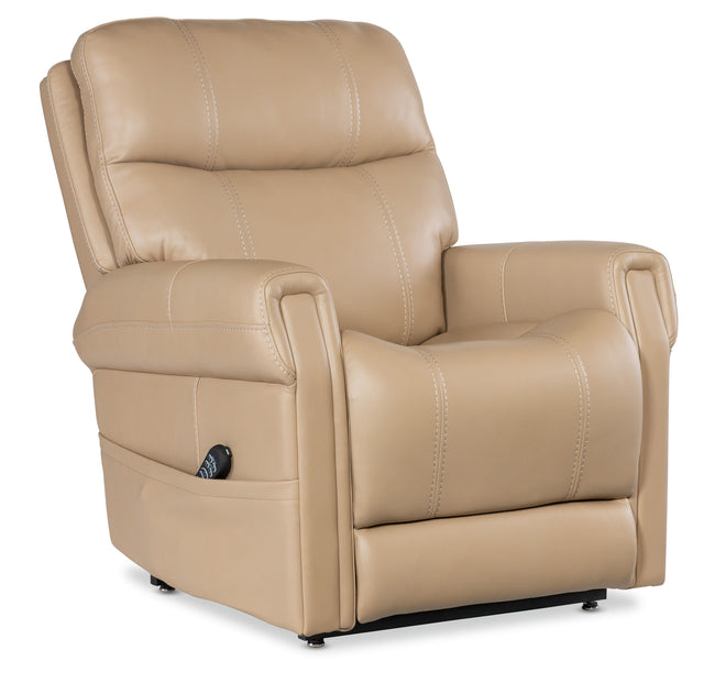 Carroll Power Recliner With Power Headrest, Lumbar & Lift - Beige by Hooker Furniture - View 1
