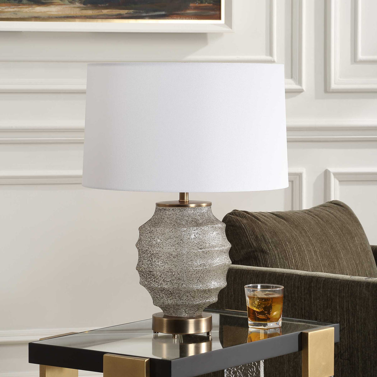 Acosta Ribbed Table Lamp - Gray / Bronze by Uttermost - View 3