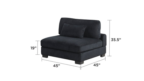Bentley Modern Style Modular Sectional unique layout made with Corduroy fabric and wood in Black Setup-1 (NJ Warehouse Inventory) - sold by Home Elegance USA