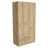 Three Door Armoire Clark, Bedroom, Light Oak / Black - sold by Home Elegance USA