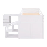 Loft Bed Low Study Twin Size Loft Bed With Storage Steps and Portable,Desk,White(OLD SKU: LT000101AAK) - Home Elegance USA