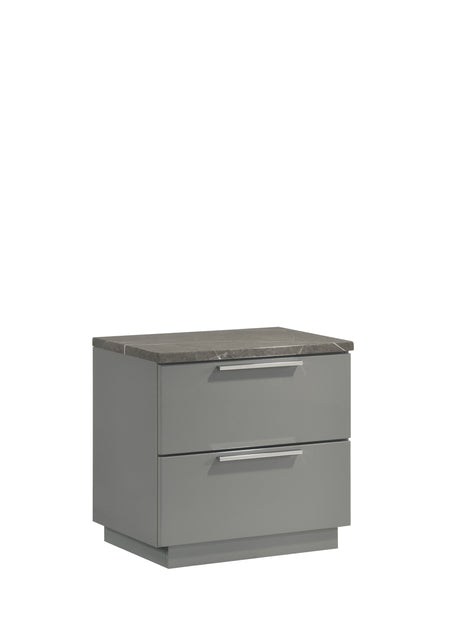 Elara Queen 4-Piece Set – Two-Tone High-Gloss Marble & Lacquer Finish with LED Lighting, Metal-Finished Legs- Gray (NJ Inventory) - sold by Home Elegance USA