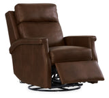 Kaufman ZG Swivel Power Recliner With Pop-Up Headrest - Dark Brown by Hooker Furniture - View 3