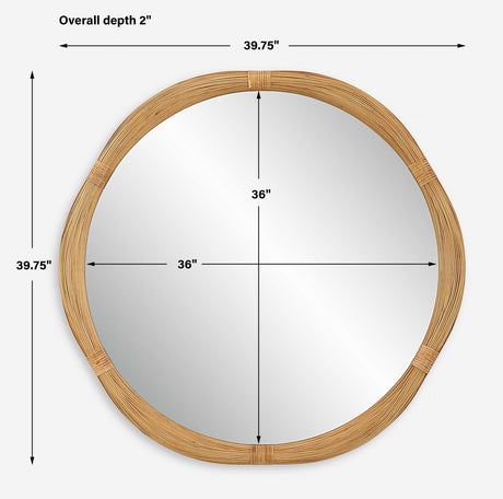 Salina Round Bamboo Mirror - Light Brown by Uttermost - View 7