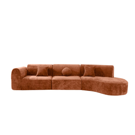140' Modern Curved Sectional Sofa with High-Density Fully Compressed Sponge and Chaise Lounge, 3-Piece Set, Fully Assembled Right Hand Facing, Perfect for Living Room, Lounge - sold by Home Elegance USA