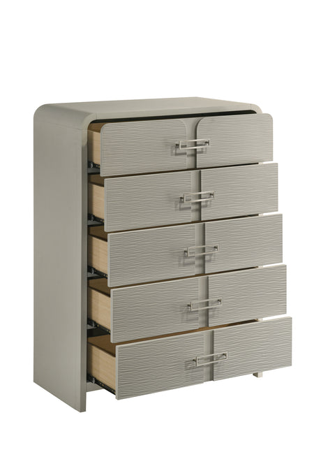 Aria Contemporary Queen 5PC Bedroom Set Modern Storage Bed with Ball Bearing Glide Drawers in Beige - sold by Home Elegance USA