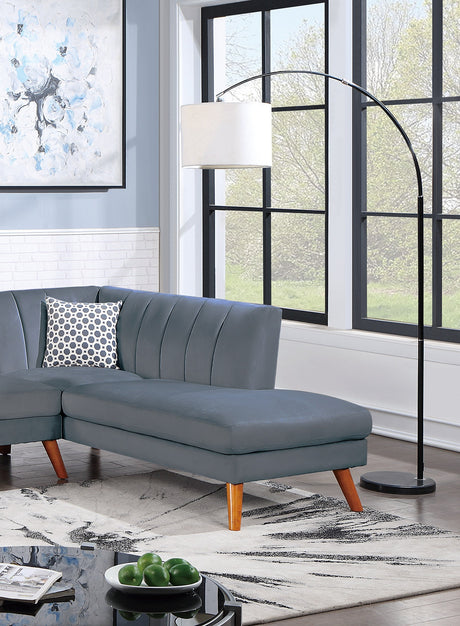 Contemporary 2-Pcs Sectional Set Living Room Furniture Dark Gray Velvet Couch Left Facing Sofa, Right Facing Chaise Plush Cushion - sold by Home Elegance USA