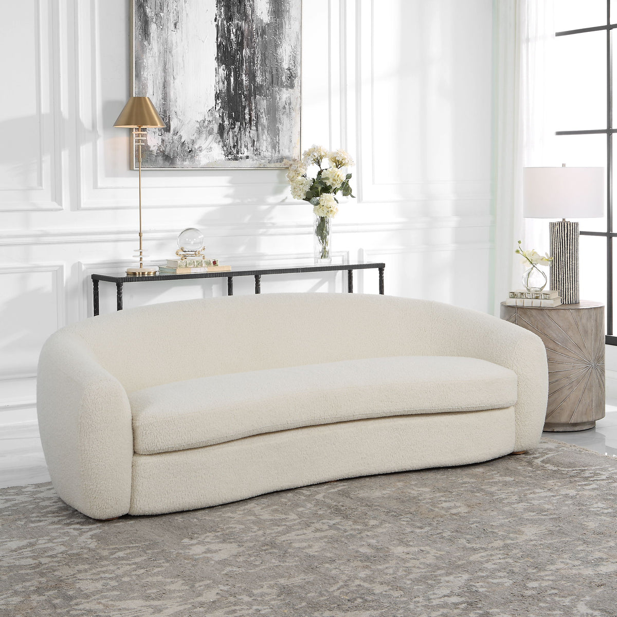 Capra Art Deco White Sofa by Uttermost - View 2