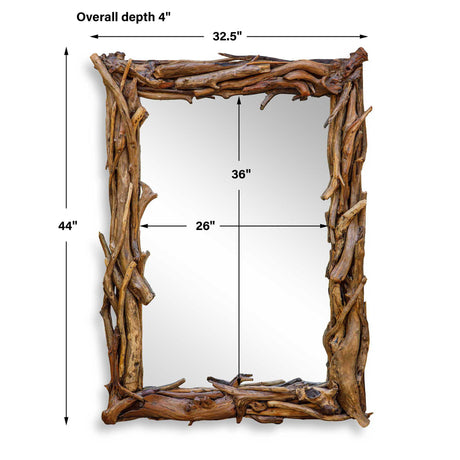 Rooted Reflection Mirror Natural - Dark Brown by Uttermost - View 6