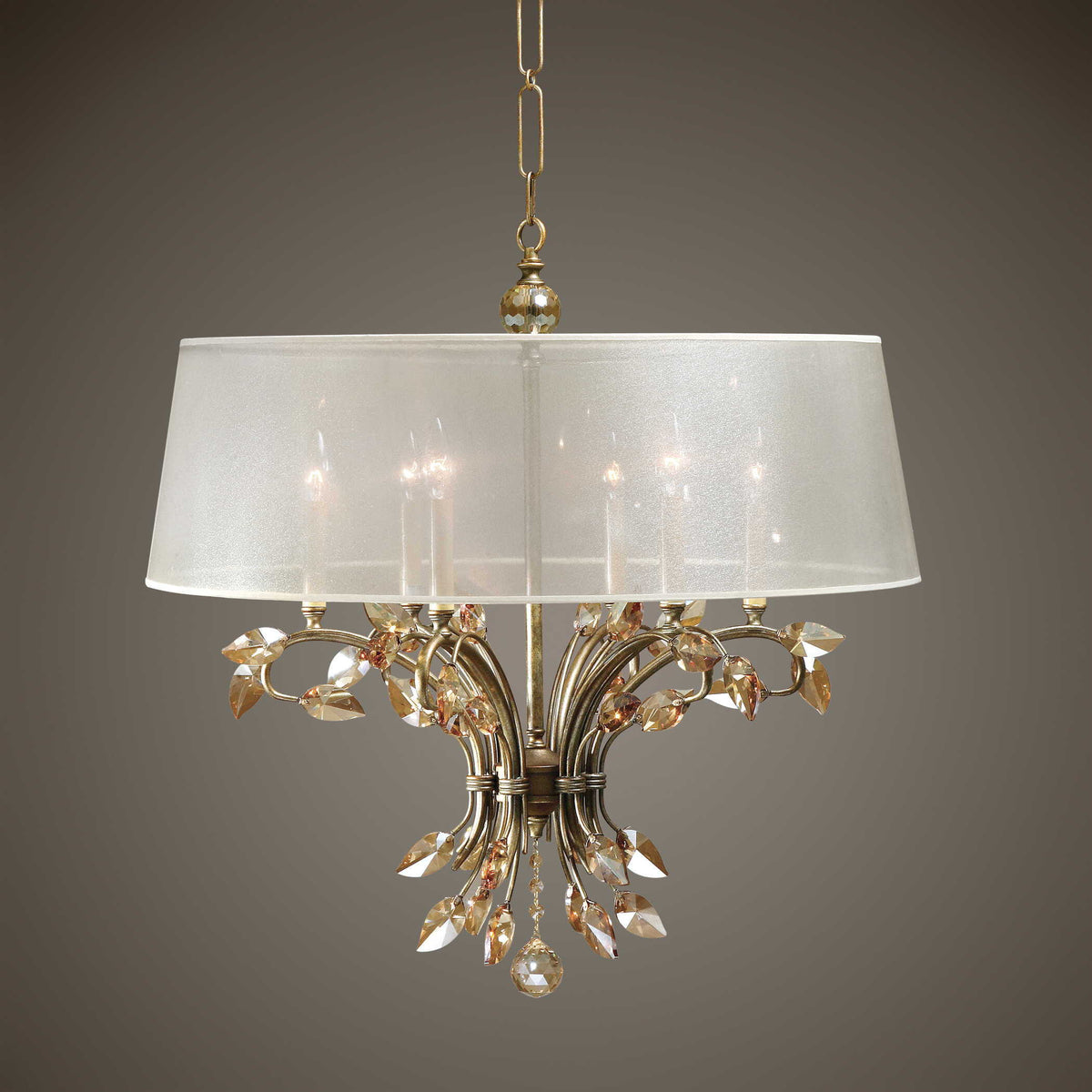 Alenya 6 Light Shade Chandelier - Gold / White by Uttermost - View 2