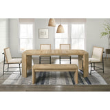 Contemporary Kepler Driftwood Dining Room 6Pc Set, Extension Leave Dining Table, 4 Side Chairs and Bench