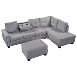 Orisfur. Reversible Sectional Sofa Space Saving with Storage Ottoman Rivet Ornament L-shape Couch for Large Space Dorm Apartment - Home Elegance USA