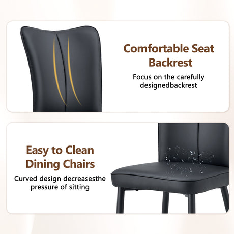Table and chair set. 64.5 x 35.4 Inch Stylish Black Wood Color Textured Dining Table.Paired with 4 Black PU chairs with a vertical stripe design on the backrest and black metal legs. - sold by Home Elegance USA