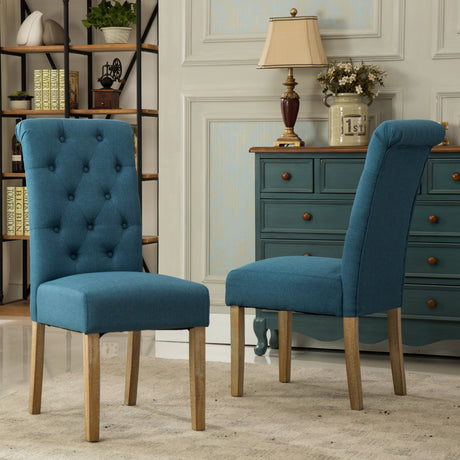 Amonia 7-piece Dining Set, Turned-Leg Dining Table with 6 Tufted Chairs - sold by Home Elegance USA