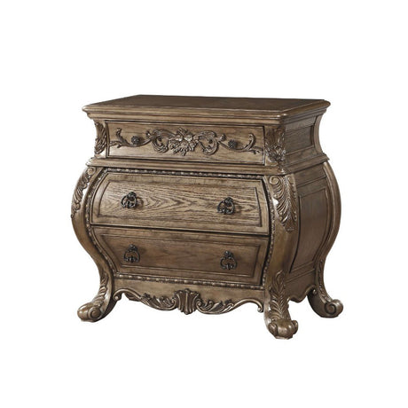 3 Drawers Nightstand in Vintage Oak Finish