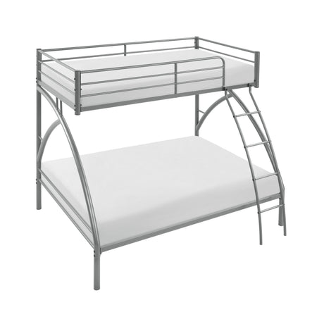 Gray Metal Frame Twin/Full Bunk Bed, Youth Bed, Youth Bedroom Furniture, Easy Assembly - sold by Home Elegance USA