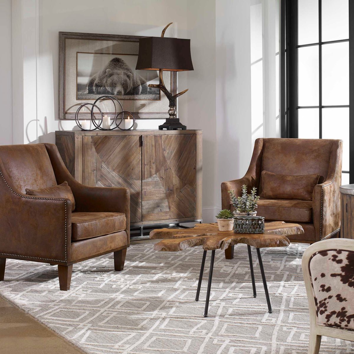 Clay Leather Armchair - Dark Brown by Uttermost - View 5
