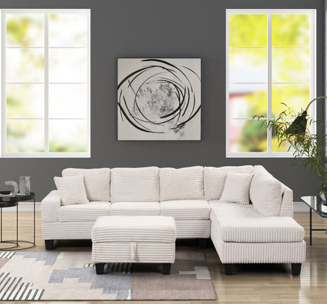 Modern Style Recliner Sectional Sofa Made With Wood in Cream - sold by Home Elegance USA