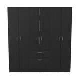Kibo 6 Doors Armoire, One Drawer, Rod, Seven Interior Shelves, Black Wengue / White -Bedroom - sold by Home Elegance USA