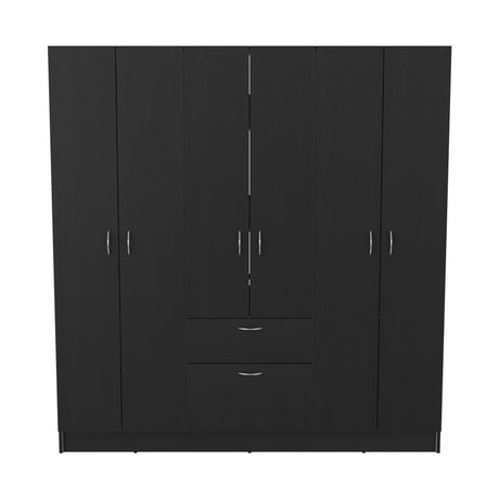 Kibo 6 Doors Armoire, One Drawer, Rod, Seven Interior Shelves, Black Wengue / White -Bedroom - sold by Home Elegance USA