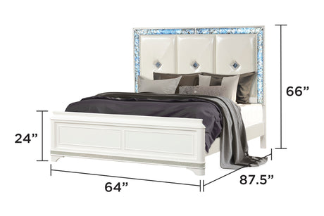 Laguna Modern Style 5 Pc Queen Upholstered Bedroom Set Made with Wood and Crystal Accents in White(CA INVENTORY) - sold by Home Elegance USA
