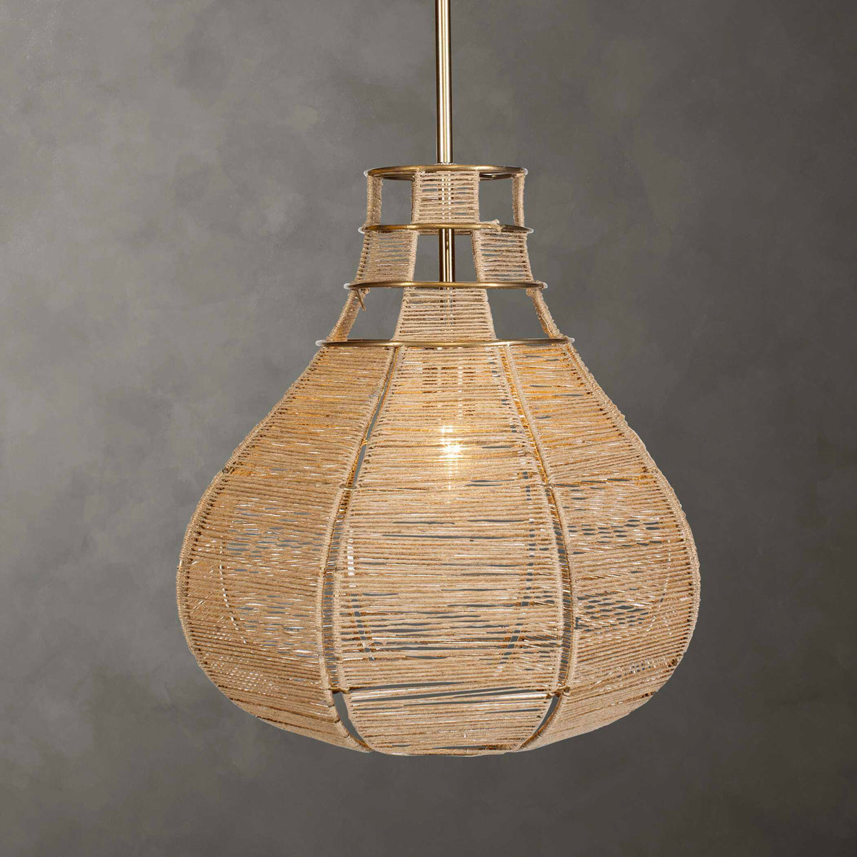 Hestia 1 Light Natural Rope Pendant - Light Brown by Uttermost - View 2