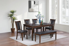 Beautiful Dining Room Furniture Walnut / Black 6pcs Set Dining Table 4x Side Chairs Bench Unique Design Back Chair - sold by Home Elegance USA