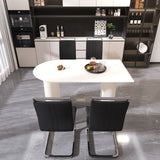 63 'medieval modern cream style MDF dining table and PU armless dining chair set 4. Assemble Desktop and Silver plated metal leg dining chair set, suitable for home&kitchen