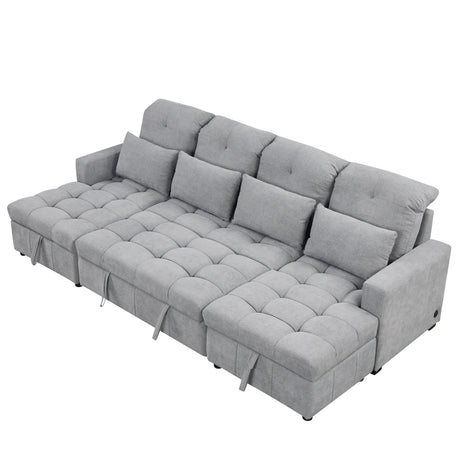 Versatile Oversized U-shaped Sectional Sofa Bed with Storage Chaise Lounges and USB Ports, Gray Chenille, 110.2' - sold by Home Elegance USA
