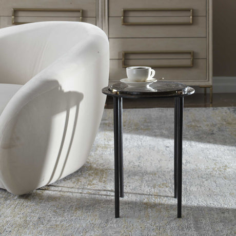 Kennington Round Glass Accent Table - Black by Uttermost - View 3
