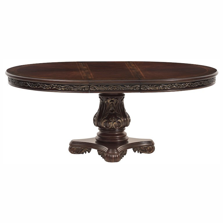 Homelegance Deryn Park Round/Oval Extendable Dining Table Set in Cherry Finish with Gold Tipping – 2243-76 Collection - Home Elegance USA