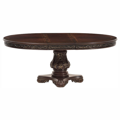 Homelegance Deryn Park Round/Oval Extendable Dining Table Set in Cherry Finish with Gold Tipping – 2243-76 Collection - sold by Home Elegance USA
