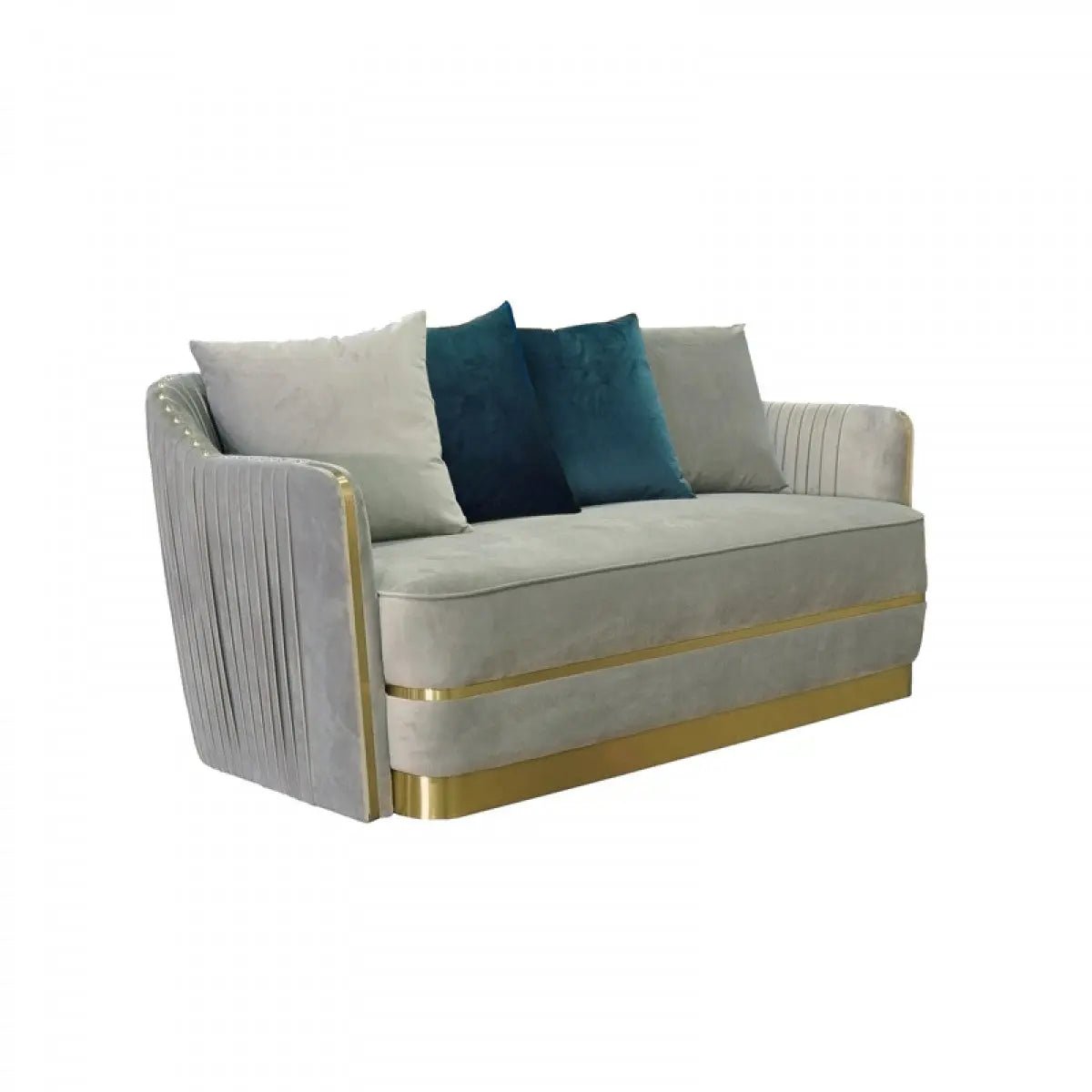 Divani Casa Ardine Modern Grey Velvet & Gold Loveseat Vghkf3062 - 40 - Gry - VGHKF3062 - 40 - GRY - Home Elegance USA - 2