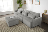 113.3" Convertible Sectional Sofa Couch 3 - Seat L - Shaped Sofa with Movable Ottoman and USB for Apartment, Living Room, Bedroom, Grey - SG000880AAE - image - 22