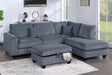 Modern Style 3pc Sectional Set USB Port Storage Ottoman Right Arm Chaise Left Arm Sofa Dark Gray Finish Primary Living Room