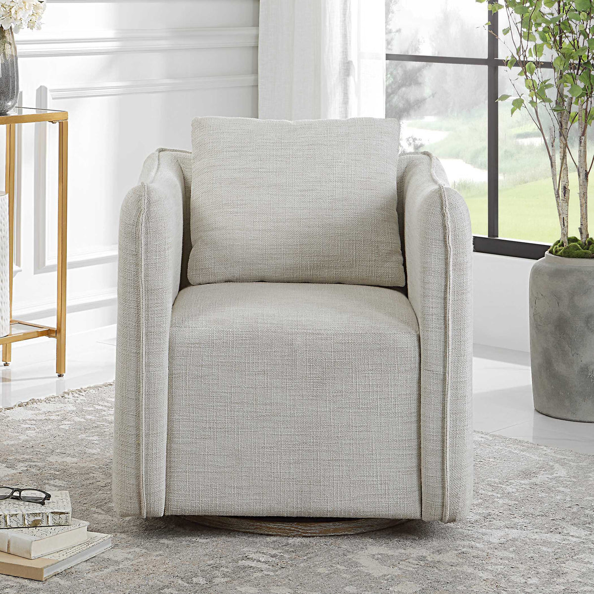 Corben Swivel Armchair - Silver by Uttermost - View 9