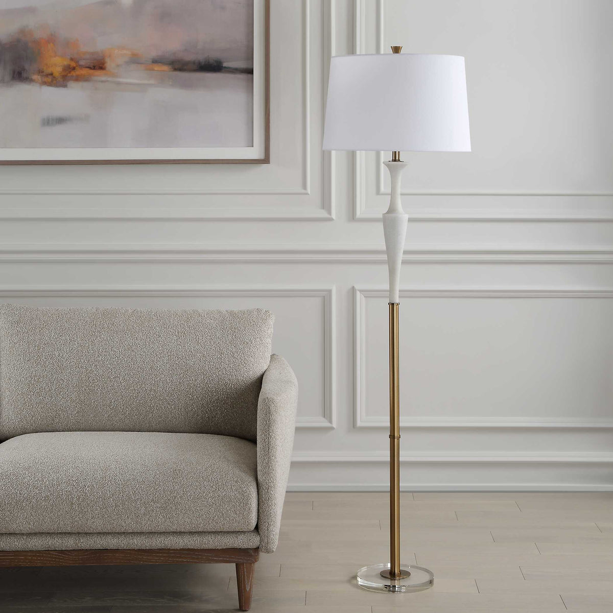 Colette White Stone Floor Lamp by Uttermost - View 3