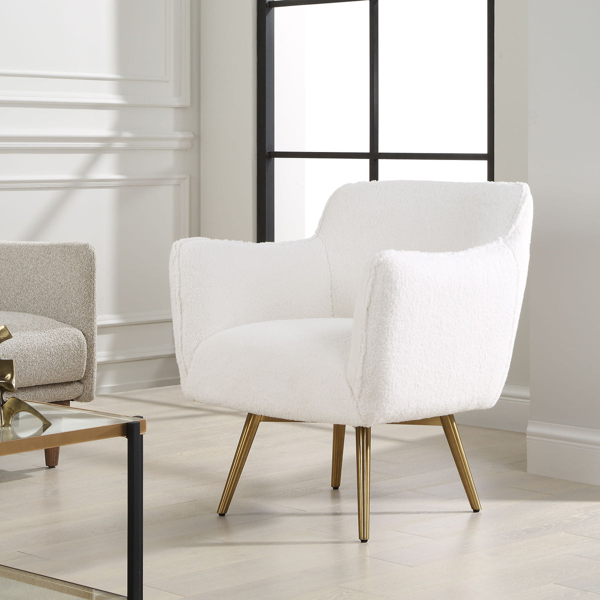 Oasis White Swivel Chair by Uttermost - View 2
