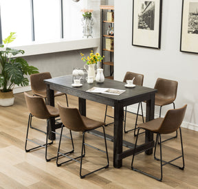 Bronco Antique Wood Finished Counter Height Dining Set: Table and Six Brown Chairs - sold by Home Elegance USA