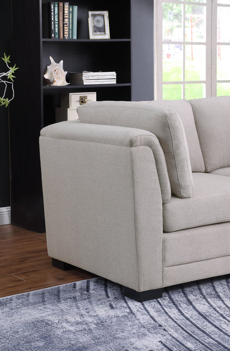 Kristin 121.5' Light Gray Linen Fabric Reversible Sectional Sofa with 2 Ottomans - sold by Home Elegance USA