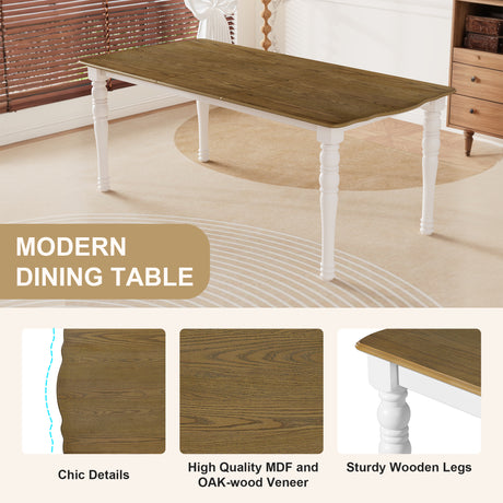 7-Piece Dining Table Set, 60inch to 78inch Extendable Wood Dining Table with Removable Leaf, Kitchen Table Set with 6 Upholstered Side Chair, Dining Table Set for 6 - sold by Home Elegance USA