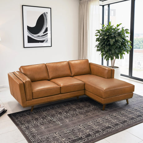 Chase Genuine Leather Sectional Sofa Right Facing Tan Full Leather 90.90' - sold by Home Elegance USA