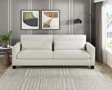 Ivory Fabric Upholstered Sofa with Pillows Cushion Seat and Back Modern Living Room Furniture 1pc Solid Wood Legs