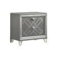 2 Drawers Nightstand with Mirror Trim, Silver