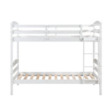 Twin over Twin Bunk Bed with Guard Rails 1pc Sturdy Wood Frame White Finish Youth Bedroom Furniture - sold by Home Elegance USA