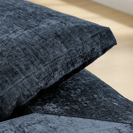 Modern U-Shaped 143' Cloud Sectional Couch with Comfy Chaise in Blue Chenille - sold by Home Elegance USA
